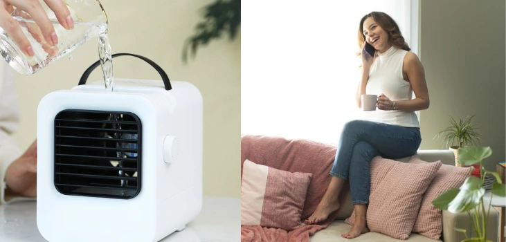 happy woman enjoying life thanks to chiller portable ac