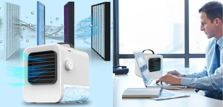man working in his office while being cool and fresh thanks to chiller portable ac